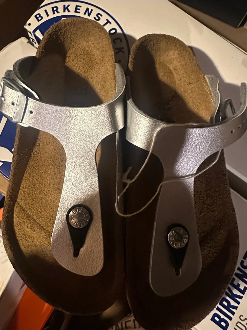Birkenstock Gizeh Kids Metallic Silver Thong Sandals euro 32/US 1